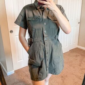 Good American The Utility Dress in Olive Green 4